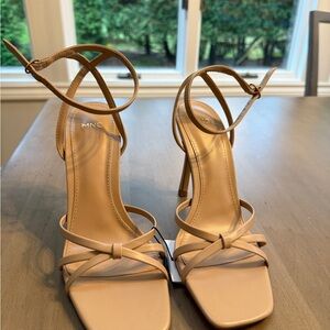 NWT- Never Worn! Mango Women's Beige Strappy Heels